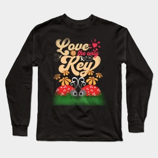 Ladybugs - Love The Only Key - Spring Floral Love Design Long Sleeve T-Shirt